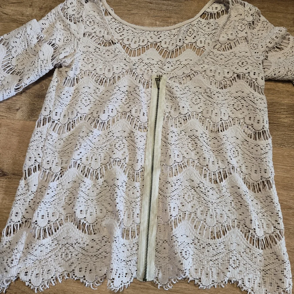 Zara Women's Lace Blouse - Cream Medium